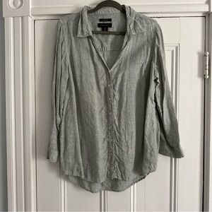 Tahari Grayish Green Linen Shirt